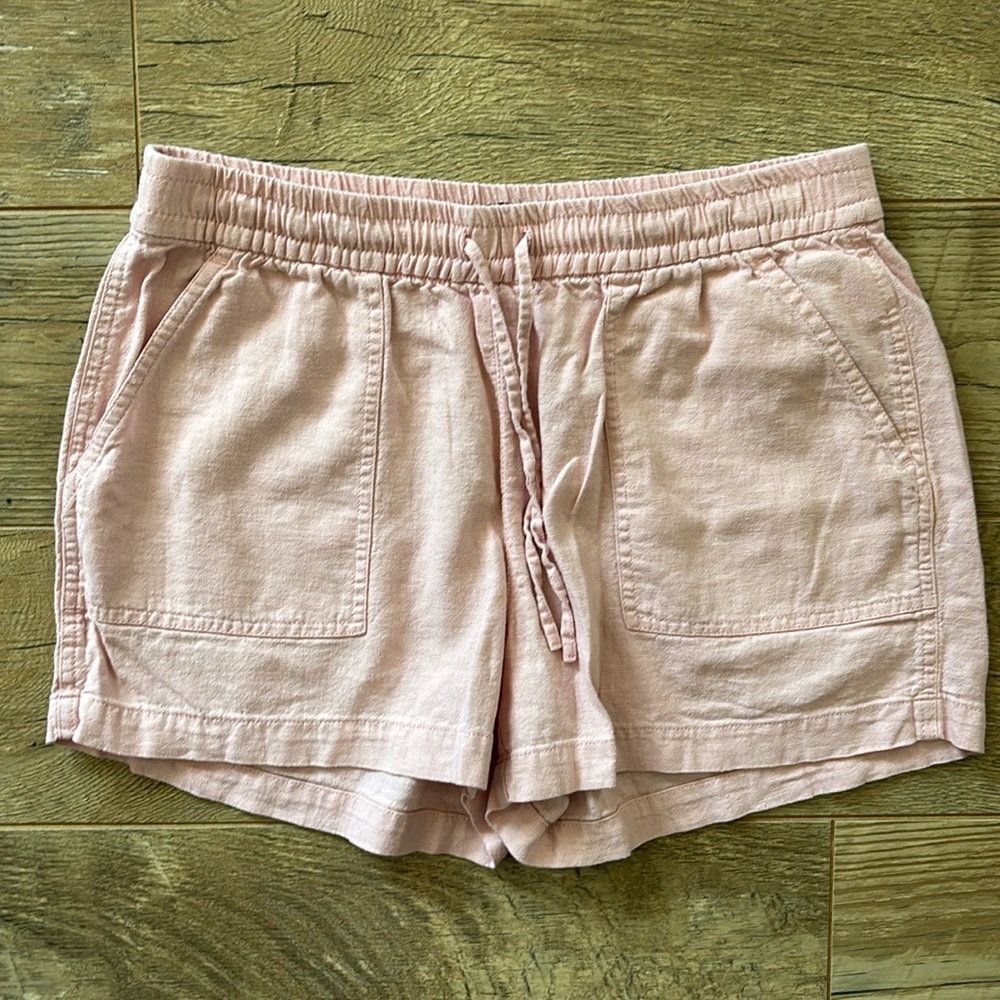 J. Crew Size XS Pink Elastic Waist Linen Blend Shorts